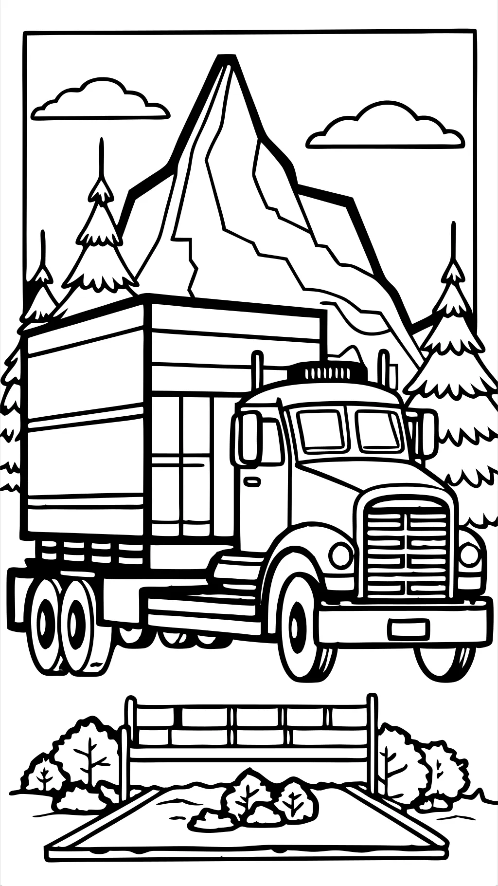 camion avec pages à colorier de remorque